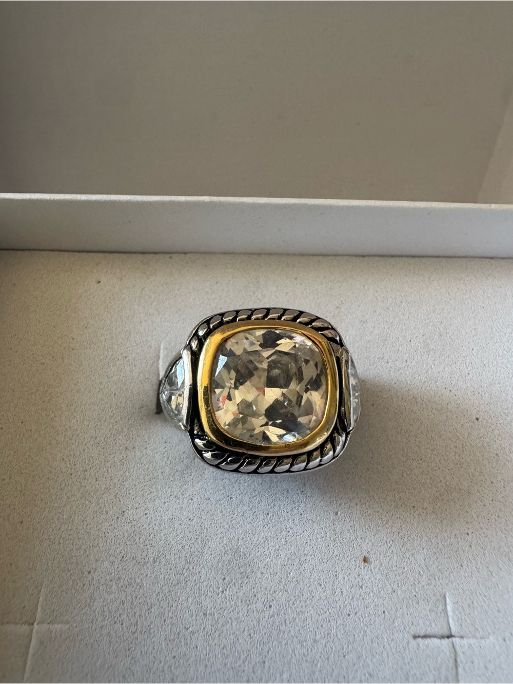 Freida Rothman Vault statement CZtwo tone  Statement Ring - size 8